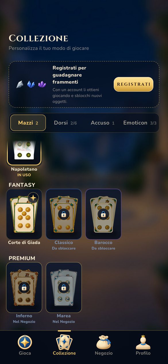 La Collezione: mazzi tradizionali, fantasy e premium